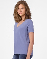T-shirts pour femmes à col en V, 100% coton, manches courtes, respirants, écologiques, décontractés pour l'été, avec applications personnalisables