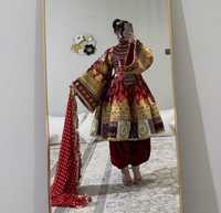 Robe de mariée afghane Kuchi pour femmes, style modeste, longueur genoux, dentelle à volants, broderie florale vintage de haute qualité, franges
