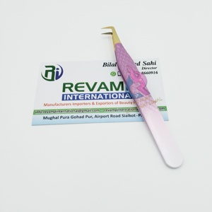 Color Ombre blanco y morado con punta dorada, mango de agarre de diamante, acero inoxidable, pinzas Voume de bota de 90 grados para extensión de pestañas - Product Image 5
