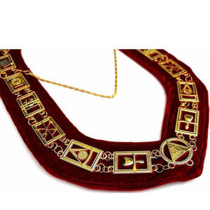 Collier de chaîne de haut prêtre fabriqué en usine collier de chaîne maçonnique Royal Arch Mark Masters plaqué or support rouge - Product Image 2