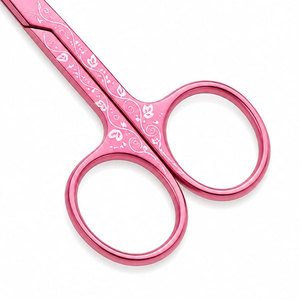 Ciseaux à sourcils roses en acier inoxydable, lame droite et aiguisée, outil de beauté et de toilettage, pour droitiers - Product Image 3