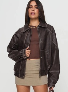 Candy <b>Pink</b> Faux Leather Moto <b>Jacket</b> Winter Clothes For Women Vintage Clothing Leather <b>Jackets</b> PU Faux Leather Motocross <b>Jackets</b> - Product Image 6