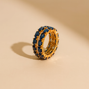 Anillo Celestial de Estrella y Luna Azul - Joyería Vintage de Aleación - Product Image 3