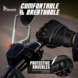 Gants de moto en cuir respirant |   Prise en charge de l'écran tactile |   Utilisation estivale - Product Image 3