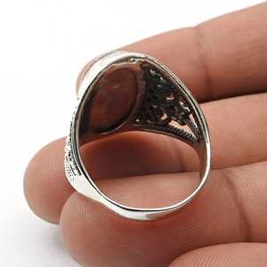 ชุดตัวเรือนพลอยโรโดโครไซต์ธรรมชาติแหวนแฮนด์เมด925เครื่องประดับชั้นดีแหวนรูปไข่ขนาดใหญ่สำหรับผู้หญิง - Product Image 4