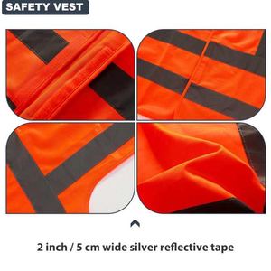 Chaleco de seguridad para trabajadores de alta visibilidad con logotipo de cremallera Logotipo personalizado Ropa DE TRABAJO Chaleco para trabajadores de construcción - Product Image 4