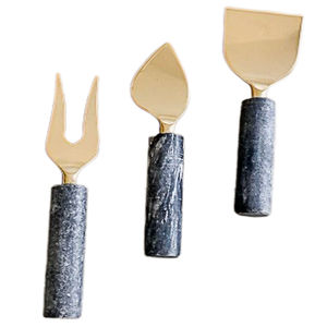 Ensemble d'outils à fromage manche en bois de haute qualité en acier inoxydable plaqué or Rose fournitures de cuisine couteau à fromage fourchette pelle Combo - Product Image 4