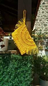 Sac à main en crochet de plage orange fait main sac en raphia bohème pour femmes sac d'été en papier fait à la main - Product Image 5