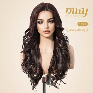 Annie C-DWY Pre-Cut T-Part Long Curly Synthetic <b>Wig</b> with Light <b>Brown</b> Lace - Product Image 2