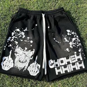 Short en tissu éponge français unisexe de haute qualité sérigraphie personnalisée avec motif de perles pailletées jupes taille moyenne pour femmes - Product Image 5