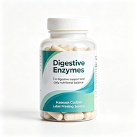 Étiquettes de bouteilles d'enzymes digestives Haoxuan, encre blanche, autocollants transparents en PET pour solutions d'emballage de compléments alimentaires