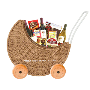 Recién llegado, cochecito de luna creciente, ratán, Luna única, cesto de Ramadán, cesta de regalo Eid de mimbre para Gergean - Product Image 1