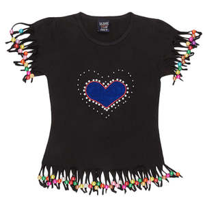 Camiseta de manga corta con corazón para niñas - Negro - Product Image 1