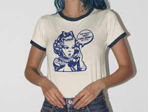 Estilo casual Algodón verde Ringer Tees 100% Tejido de punto Cuello acanalado Diseño-en stock - Product Image 2