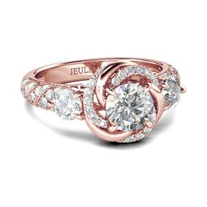 แหวนหมั้นเพชรโมอิสซาไนต์ทรงกลม Jeulia Floral Halo ตัวเรือนเงินแท้ชุบโรเดียม - Product Image 2