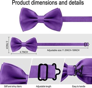 Custom Purple Color Breathable Silk Made Nylon High Quality Straps Blank Plain Cufflink Bowties For Male Outdoor <b>Tuxedo</b> <b>Ties</b> - Product Image 2
