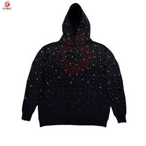 Sudadera con capucha con cremallera de talla grande para hombre de tendencia industrial servicio OEM bordado con diamantes de imitación personalizados sudaderas con capucha de algodón cómodas baratas - Product Image 5