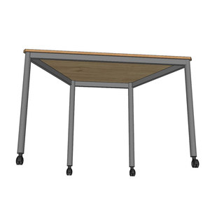 FOS <b>Office</b> Furniture Mobile Trapezoidal Plywood <b>Table</b> 120x60cm Minimalist Modern Design with Round Iron Legs FOS010 - Product Image 2
