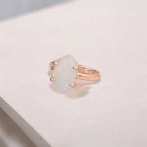 Anillo de Plata de Ley 925 hecho a mano chapado en oro de 18 quilates con piedra lunar de Fuego Azul natural joyería fina para ella - Product Image 5