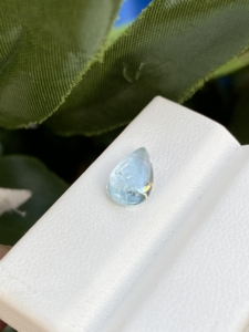 หินอัญมณีทรงหลังเบี้ยทรงลูกแพร์สีอความารีนจากธรรมชาติที่มีความมันวาวหลวมเหมาะสำหรับทำเครื่องประดับ1.58กะรัต - Product Image 3