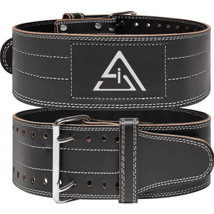 Ceintures de musculation réglables antidérapantes en cuir de vachette à double boucle de 5 mm, très vendues - Product Image 1