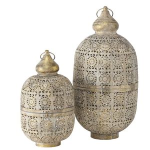 Direct Factory Premium Quality Home Decor Grande bougie lanterne en métal doré avec poignée Lot de 2 - Product Image 3