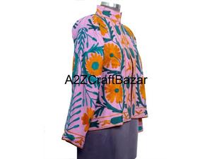 Blouson d'hiver tendance pour femme avec broderie indienne Suzani à motif floral 100% coton écologique à séchage rapide et respirant - Product Image 4