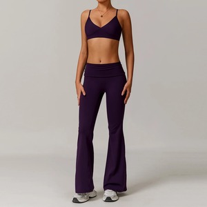 Conjunto de gimnasio de 2 piezas para mujer, pantalones cortos de Yoga elásticos de cintura alta y Sujetador deportivo, ropa deportiva sólida para entrenamiento físico, ropa deportiva para deportes de Yoga - Product Image 5