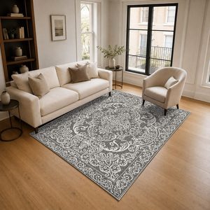 <b>RUGS</b> DEPOT LXDP-0648 Wholesale Grey Silver Designer Pattern Digital Printed Machine Washable Chenille Area <b>Rug</b> <b>Non</b> <b>Slip</b> - Product Image 2