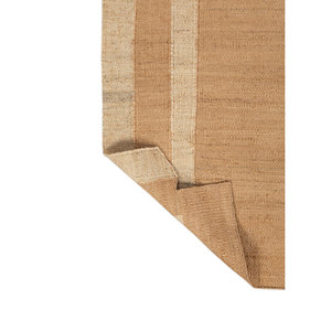 Tapis rayés en jute et chanvre tissé plat beige et marron Daaira PDJT-379 pour usage domestique - Product Image 5