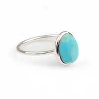 Bague empilable vintage en argent sterling 925 la plus vendue pour femme, avec turquoise d'Arizona bleu ciel 10x14mm, sertie en clos, forme ovale, délicate, pour mariage