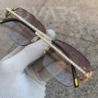 Últimas Gafas de Sol Dvars Diamond DS-01 Personalizadas con Incrustaciones de Moissanita, Montura Completa Cuadrada, Lentes Anti-Reflejantes, Duraderas, con Caja de Lujo