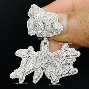 VVS Moissanite Letter Pendant, 925 Sterling Silver Iced Out VVS Moissanite Custom Pendant, Iced out VVS Moissanite Pendant - Product Image 1