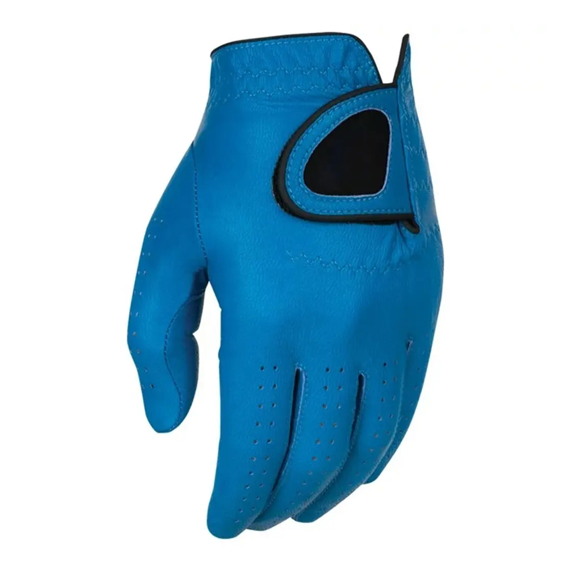 Hochwertige anti-schweiß- feuchtigkeitsfeste personalisierte blaue cabretta-leder-golfhandschuhe herren rechts-linkshand