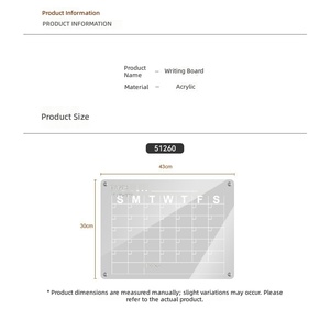 Calendrier <span class=keywords><strong>magnétique</strong></span> en acrylique minimaliste tout blanc pour réfrigérateur, <span class=keywords><strong>tableau</strong></span> de planification mensuel effaçable à sec transparent pour réfrigérateur 43x30cm - Product Image 2