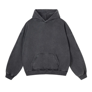 100% algodón lavado con ácido Sudadera con capucha Vintage de gran tamaño de lana en relieve bordado técnicas precio al por mayor lavado de piedra de invierno - Product Image 4