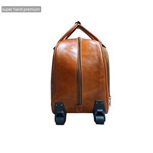 Bolsa de Viaje de Fin de Semana de Gran Capacidad, Impermeable, de Cuero Genuino Premium, Forro de Poliéster de Alta Calidad, Cierre de Cremallera, Duradera - Product Image 2