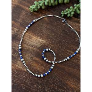 Collar de Perlas de Agua Dulce con Diseño Navajo, Lapislázuli y Plata de Ley, con Colgante en Forma de Número, Cadena de Perlas, Collar Moderno para Regalo - Product Image 3