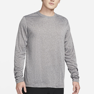 Camiseta Casual de Manga Larga para Hombre, Cuello Redondo, Color Gris Sólido, Tejido de Punto, Secado Rápido, Corte Regular, Jersey de Poliéster - Product Image 4