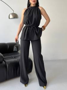 Mono elegante con cuello halter para mujer, estilo turco, personalizable, para discoteca, venta al por mayor, atuendo de moda moderno, ropa de calle holgada - Product Image 4
