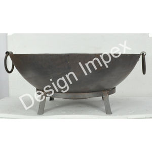 Brasero de Hierro Fundido Artesanal para Exteriores, Kadai Decorativo para Jardín, Brasero Antiguo de Leña Estilo Rústico - Product Image 3