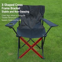 Chaise de camping pliable portable, directement de l'usine, avec cadre en fer Oxford, siège durable en forme de X, pour extérieur, plage, pique-nique, voyage