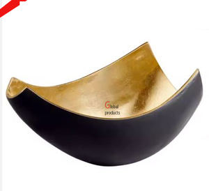 Cuenco DE SERVICIO DE METAL acampanado cuadrado de bronce texturizado de diseñador para hotel y hogar - Product Image 4