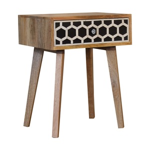 Table de chevet conique en incrustation d'os avec design d'accent pour chambre d'entrée, appartement scolaire pour entrepôt, supermarché, atelier - Product Image 2