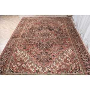9.6x12.5 ft Turkish <b>Red</b> <b>Wool</b> Vintage Moroccan Rug Eco-Friendly Patchwork Latex Backing Medium Pile - Product Image 2