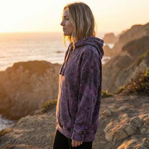 Sudadera con Capucha de Algodón Grueso Lavado al Ácido Personalizada para Mujer, Tinte Morado Agresivo, Corte Holgado y Relajado, Estilo Vintage Urbano - Product Image 3
