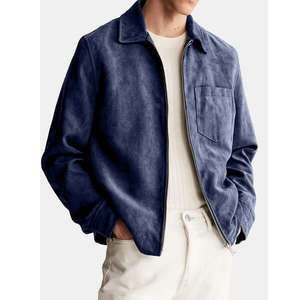 Veste en cuir pour homme, manches longues, design décontracté - Product Image 5