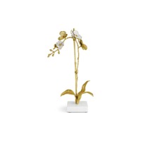 Orchidée Tige Sculpteur Or Pièce Décorative Élégante Parfait Pour La Décoration De Table À La Maison Ajoute Une Touche De Luxe Et Élégante De l'Inde