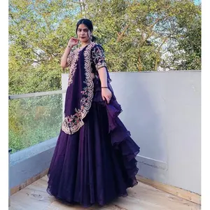 FULPARI限定ジョーゼットスパンコール刺Embroidery Lengha/lehenga/ Navratri Chaniya Choliオンライン最安値ボリウッドガグラチョリ