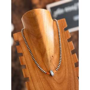 Collier tendance style Navajo avec perles de huître épineuse et chaîne en acier inoxydable graduée, en argent sterling, idéal pour les occasions de fiançailles - Product Image 3